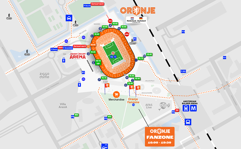 Oranje plattegrond EURO 2020