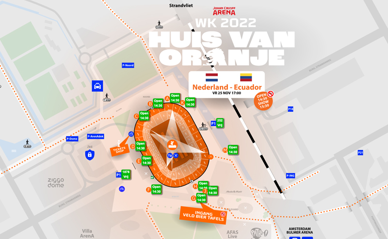Huis van Oranje plattegrond Arena WK